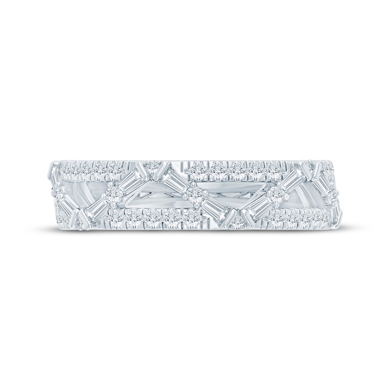 Main Image 3 of KAY Bow Collection Baguette & Round-Cut Lab-Grown Diamond Anniversary Ring 3/8 ct tw 14K White Gold