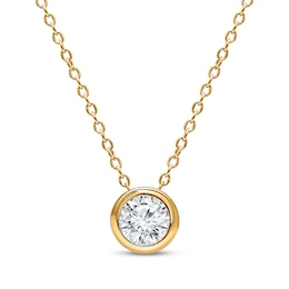 KAY Lab-Grown Diamonds Round-Cut Solitaire Bezel Necklace 1/5 ct tw 10K Yellow Gold 18" (F/SI2)