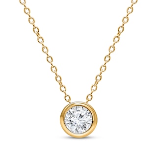 KAY Lab-Grown Diamonds Round-Cut Bezel-Set Solitaire Necklace 1/5 ct tw 10K Yellow Gold 18" (F/SI2)