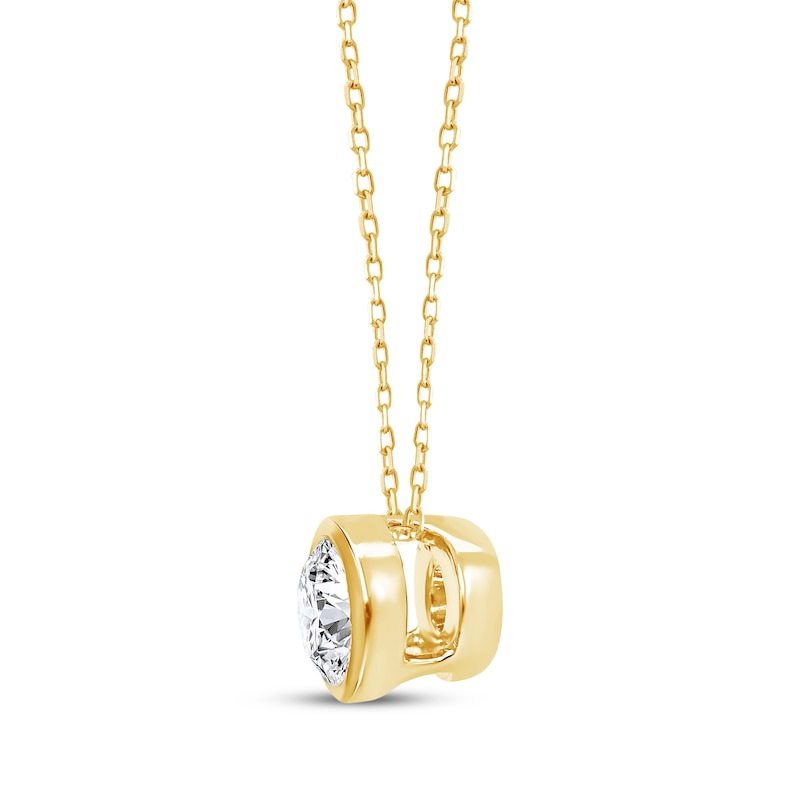 Main Image 2 of KAY Lab-Grown Diamonds Round-Cut Solitaire Bezel Necklace 1/5 ct tw 10K Yellow Gold 18" (F/SI2)