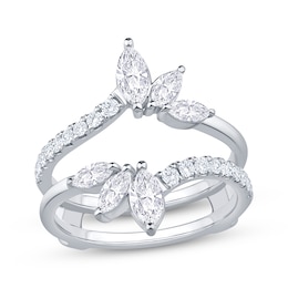 Now + Forever Lab-Grown Diamonds Marquise & Round-Cut Enhancer Ring 1 ct tw 14K White Gold