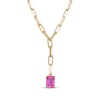 Thumbnail Image 1 of STUDIO BY KAY Emerald-Cut Pink Lab-Created Sapphire Y-Drop Necklace 24K Yellow Gold Vermeil Sterling Silver 18"
