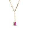 Thumbnail Image 2 of STUDIO BY KAY Emerald-Cut Pink Lab-Created Sapphire Y-Drop Necklace 24K Yellow Gold Vermeil Sterling Silver 18"
