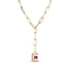 Thumbnail Image 3 of STUDIO BY KAY Emerald-Cut Pink Lab-Created Sapphire Y-Drop Necklace 24K Yellow Gold Vermeil Sterling Silver 18"