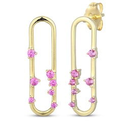STUDIO BY KAY Pink Lab-Created Sapphire Paperclip Earrings 24K Yellow Gold Vermeil Sterling Silver