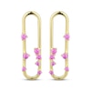 Thumbnail Image 2 of STUDIO BY KAY Pink Lab-Created Sapphire Paperclip Earrings 24K Yellow Gold Vermeil Sterling Silver