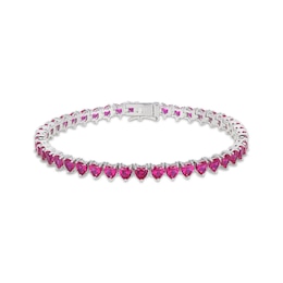 STUDIO BY KAY Heart-Shaped Lab-Created Ruby Line Bracelet Sterling Silver 7.25"