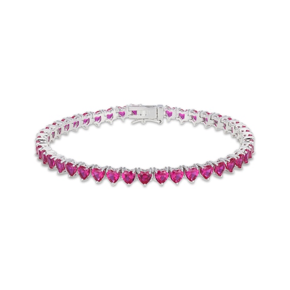 STUDIO BY KAY Heart-Shaped Lab-Created Ruby Line Bracelet Sterling Silver 7.25"
