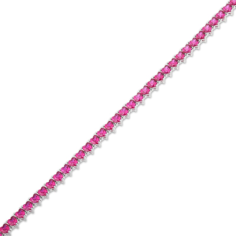 Main Image 2 of STUDIO BY KAY Heart-Shaped Lab-Created Ruby Line Bracelet Sterling Silver 7.25"