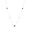 Thumbnail Image 1 of Blue & White Lab-Created Sapphire Bezel-Set Station Necklace Sterling Silver 28"