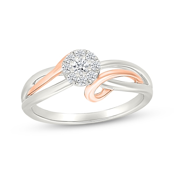 Lab-Grown Diamond Multi-Stone Promise Ring 1/5 ct tw Sterling Silver & 10K Rose Gold