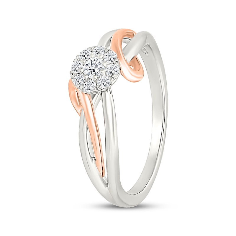Main Image 2 of Lab-Grown Diamond Multi-Stone Promise Ring 1/5 ct tw Sterling Silver & 10K Rose Gold