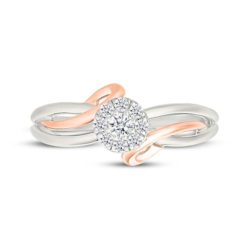 Main Image 4 of Lab-Grown Diamond Multi-Stone Promise Ring 1/5 ct tw Sterling Silver & 10K Rose Gold