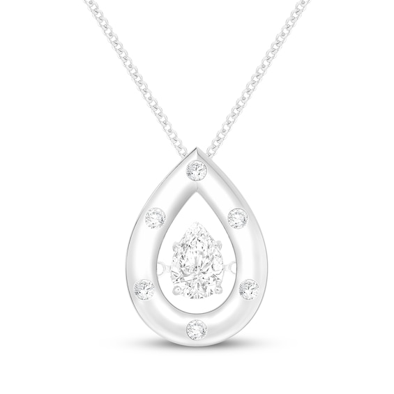 Unstoppable Love Pear-Shaped Lab-Grown Diamond Teardrop Frame Necklace 1/2 ct tw Sterling Silver 19"