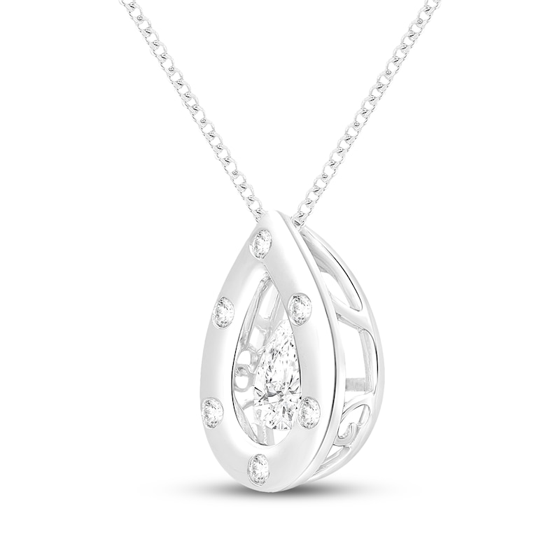 Main Image 2 of Unstoppable Love Pear-Shaped Lab-Grown Diamond Teardrop Frame Necklace 1/2 ct tw Sterling Silver 19"