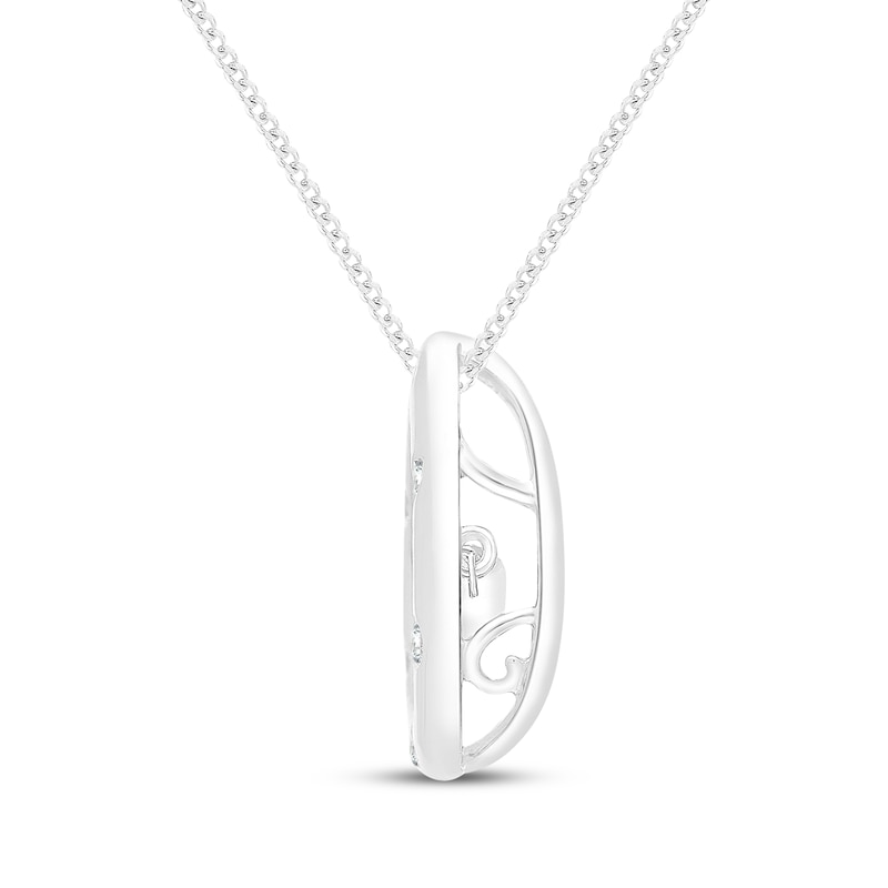 Main Image 3 of Unstoppable Love Pear-Shaped Lab-Grown Diamond Teardrop Frame Necklace 1/2 ct tw Sterling Silver 19"