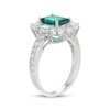 Thumbnail Image 2 of Emerald-Cut Lab-Created Emerald & White Lab-Created Sapphire Frame Ring Sterling Silver