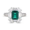 Thumbnail Image 3 of Emerald-Cut Lab-Created Emerald & White Lab-Created Sapphire Frame Ring Sterling Silver