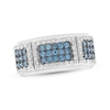 Thumbnail Image 1 of Men's Blue & White Diamond Ring 7/8 ct tw Sterling Silver