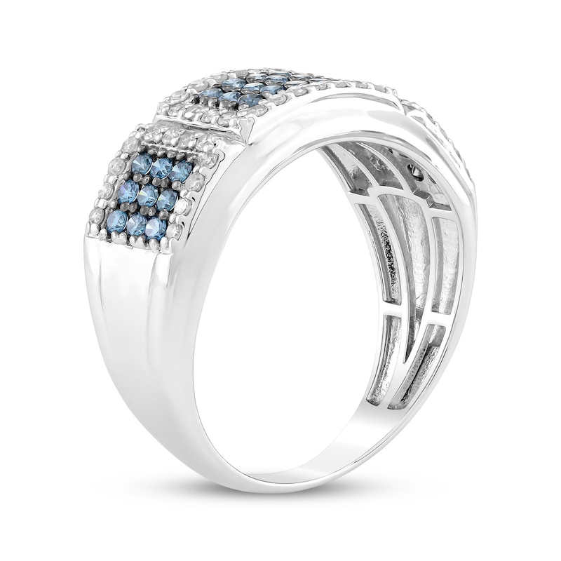 Main Image 2 of Men's Blue & White Diamond Ring 7/8 ct tw Sterling Silver
