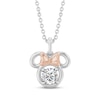 Thumbnail Image 1 of Disney Treasures Minnie Mouse Lab-Grown Diamond Solitaire Necklace 1/2 ct tw Sterling Silver & 18K Rose Gold Vermeil 19"