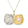 Thumbnail Image 3 of Cultured Pearl & White Lab-Created Sapphire Seashell Necklace 10K Yellow Gold 18"