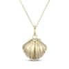 Thumbnail Image 4 of Cultured Pearl & White Lab-Created Sapphire Seashell Necklace 10K Yellow Gold 18"