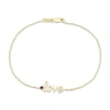 Thumbnail Image 1 of STUDIO BY KAY Lab-Created Ruby "Love" Script Bracelet 24K Yellow Gold Vermeil Sterling Silver 7.25"