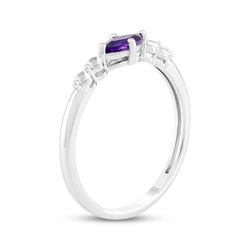 Main Image 2 of Marquise-Cut Amethyst & White Lab-Created Sapphire Ring Sterling Silver