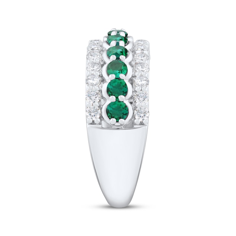 Main Image 2 of Now + Forever Natural Emerald & Diamond Anniversary Ring 1/2 ct tw 10K White Gold