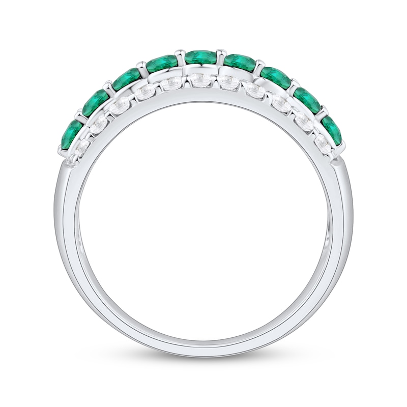 Main Image 3 of Now + Forever Natural Emerald & Diamond Anniversary Ring 1/2 ct tw 10K White Gold