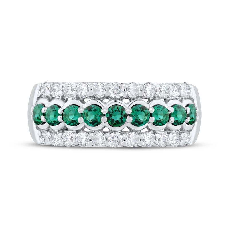 Main Image 4 of Now + Forever Natural Emerald & Diamond Anniversary Ring 1/2 ct tw 10K White Gold