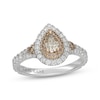 Thumbnail Image 1 of Neil Lane Desert Diamonds Pear-Shaped Double Halo Engagement Ring 1 ct tw 14K Two-Tone Gold