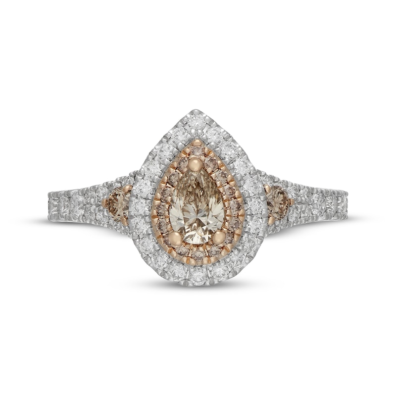Main Image 3 of Neil Lane Desert Diamonds Pear-Shaped Double Halo Engagement Ring 1 ct tw 14K Two-Tone Gold