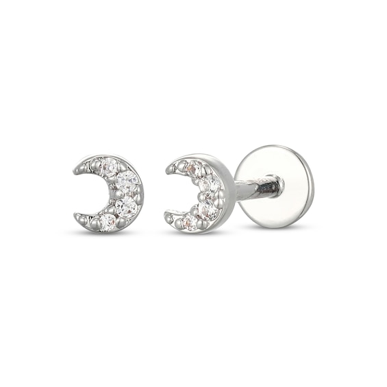 STUDIO BY KAY White Lab-Created Sapphire Crescent Moon Stud Earrings Sterling Silver