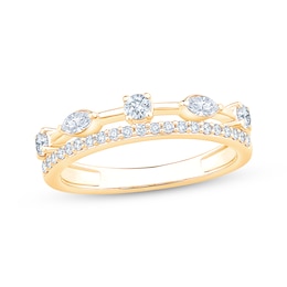 KAY Lab-Grown Diamonds Marquise & Round-Cut Two-Row Ring 3/8 ct tw 10K Yellow Gold