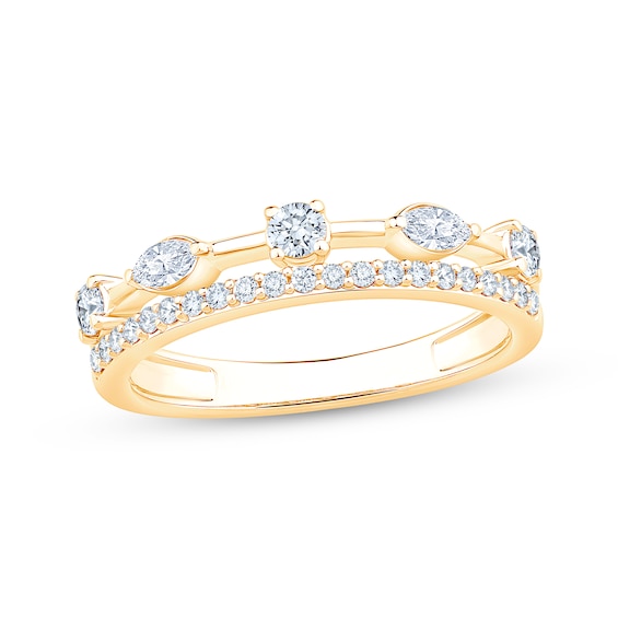 KAY Lab-Grown Diamonds Marquise & Round-Cut Two-Row Ring 3/8 ct tw 10K Yellow Gold