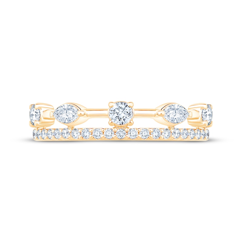 Main Image 3 of KAY Lab-Grown Diamonds Marquise & Round-Cut Two-Row Ring 3/8 ct tw 10K Yellow Gold