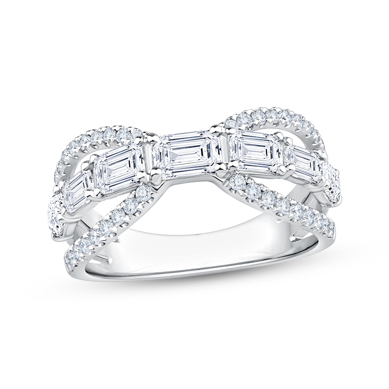 Main Image 1 of KAY Lab-Grown Diamonds Emerald-Cut & Round-Cut Fashion Ring 1-3/4 ct tw 10K White Gold