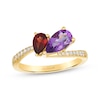 Thumbnail Image 1 of Le Vian Pear-Shaped Amethyst & Garnet Ring 1/15 ct tw Diamonds 14K Honey Gold