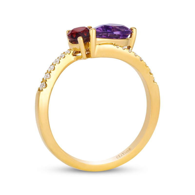 Main Image 3 of Le Vian Pear-Shaped Amethyst & Garnet Ring 1/15 ct tw Diamonds 14K Honey Gold