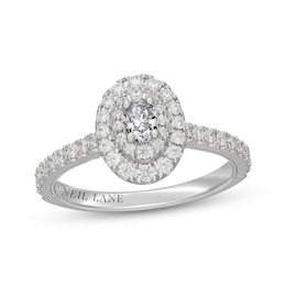 Neil Lane Oval-Cut Diamond Double Halo Engagement Ring 5/8 ct tw 14K White Gold