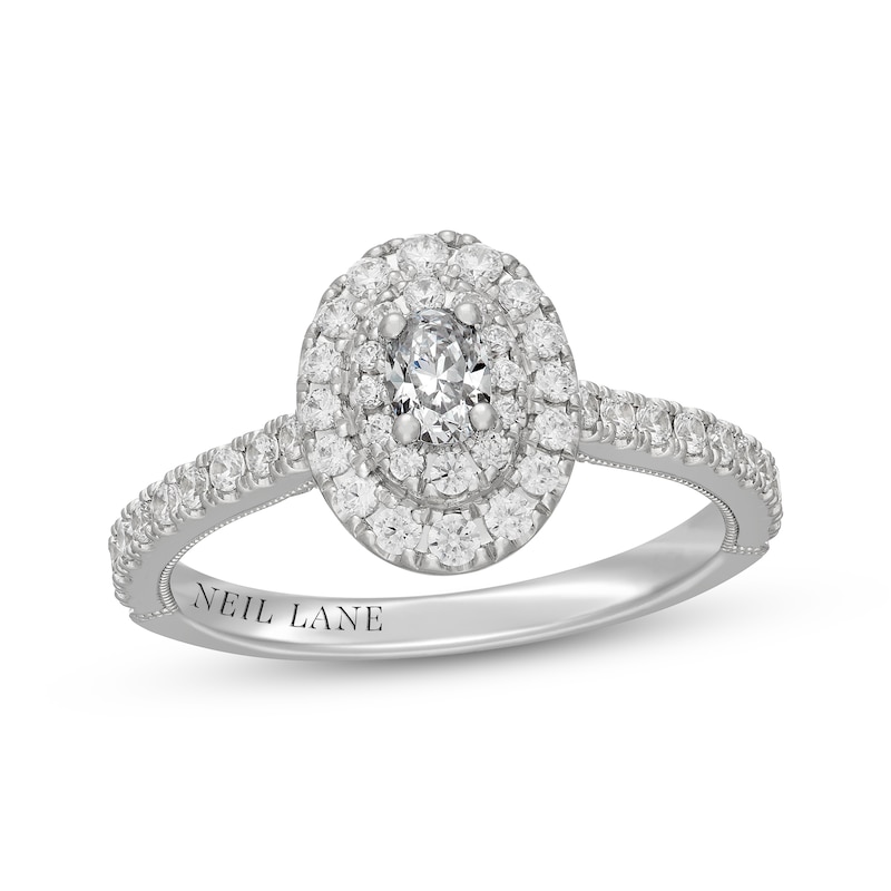 Main Image 1 of Neil Lane Oval-Cut Diamond Double Halo Engagement Ring 5/8 ct tw 14K White Gold