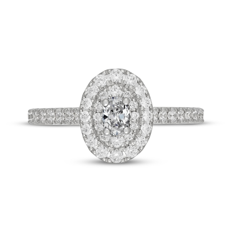 Main Image 3 of Neil Lane Oval-Cut Diamond Double Halo Engagement Ring 5/8 ct tw 14K White Gold