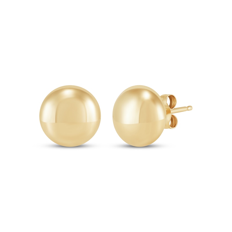 Main Image 1 of Flat Ball Stud Earrings 14K Yellow Gold 8mm