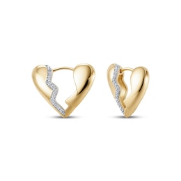 STUDIO BY KAY Lab-Grown Diamond Broken Heart Hoop Earrings 1/10 ct tw 24K Yellow Gold Vermeil Sterling Silver
