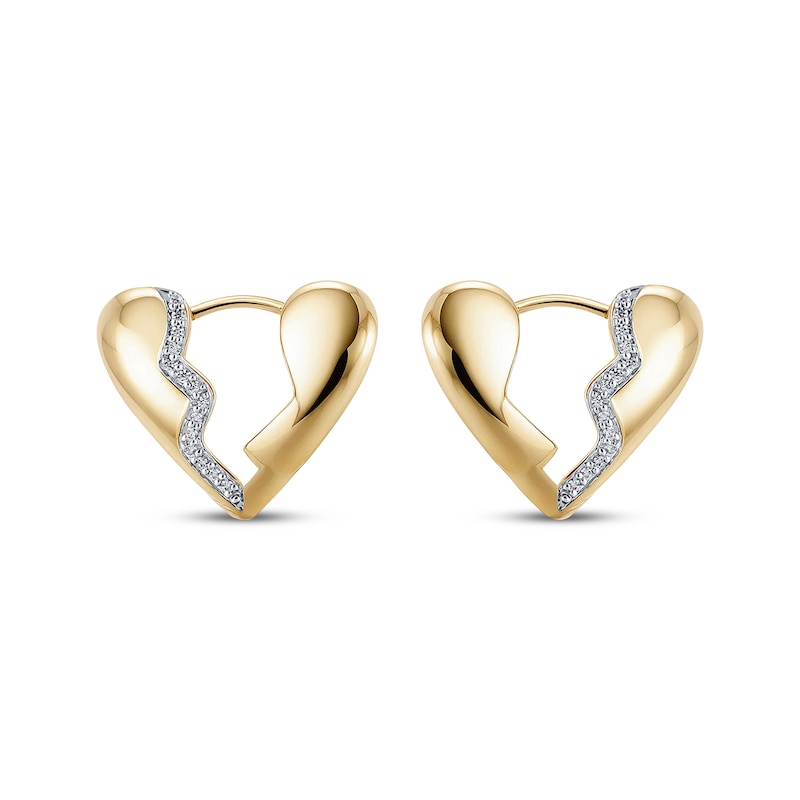 Main Image 2 of STUDIO BY KAY Lab-Grown Diamond Broken Heart Hoop Earrings 1/10 ct tw 24K Yellow Gold Vermeil Sterling Silver
