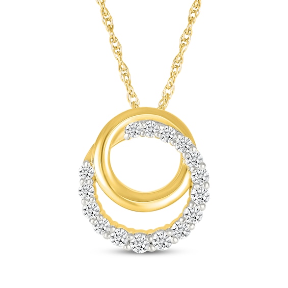 KAY Lab-Grown Diamonds Interlocking Circles Necklace 1/3 ct tw 10K Yellow Gold 18"
