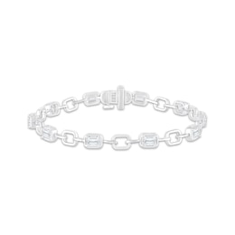 KAY Lab-Grown Diamonds Emerald-Cut Bezel-Set Station Link Bracelet 3 ct tw Sterling Silver 7"