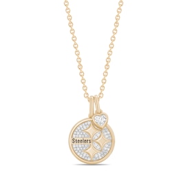 True Fans Pittsburgh Steelers 1/10ct tw Logo "STEELERS" Heart Necklace 24K Yellow Gold Vermeil Sterling Silver